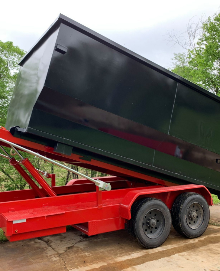 Roll-off with contact information for Ohio Dumpster Rentals, a local business offering residential and commerical dumpster rentals near Mount Vernon, OH